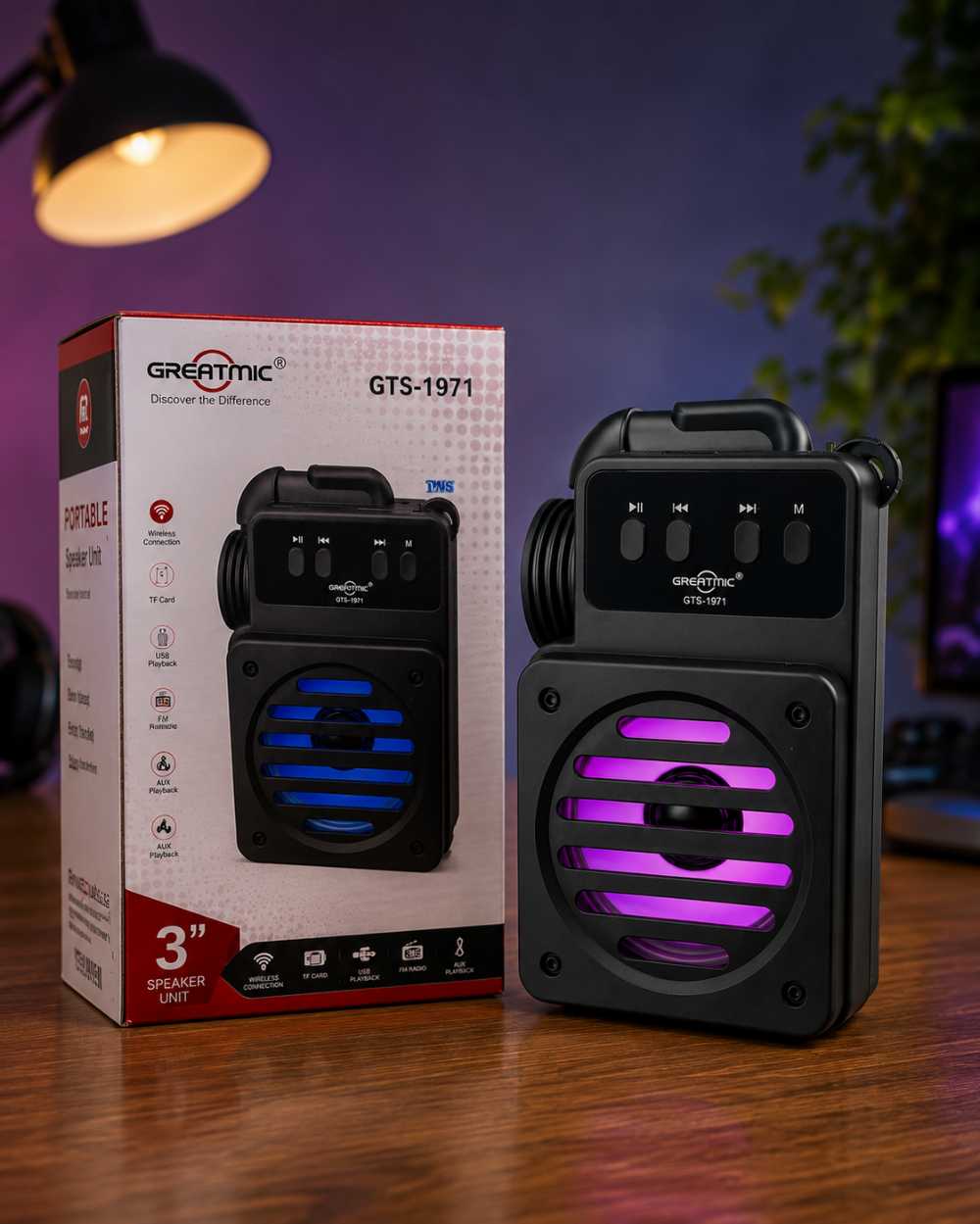 Greatmic GTS-1971 Portable Wireless Bluetooth Speaker | TWS, USB, TF Card, FM Radio